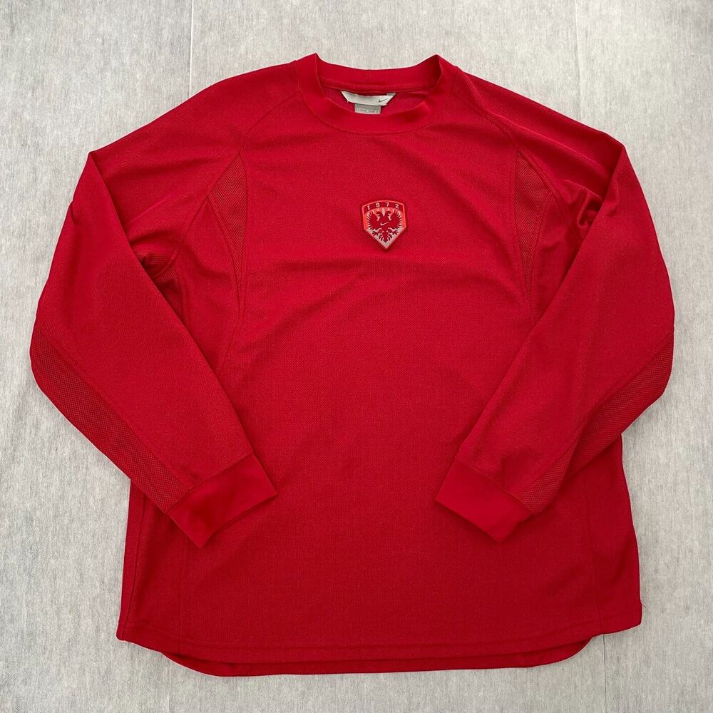 VINTAGE Nike Goalie Jersey Shirt Adult Large Red Micro Swoosh Soccer Logo Mens L